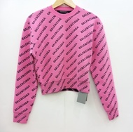 Sweater Wanita BALENCIAGA Sweater All Over Log Black Pink Original