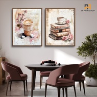 Wall Decoration, Pink Coffee Vintage Walldecor, Aesthetic Bedroom and Living Room Wall Decoration Wa