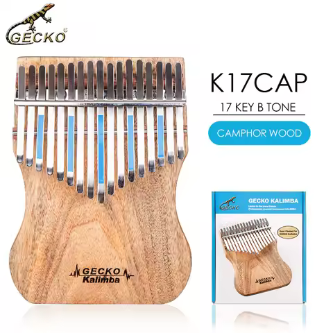 GECKO-17 Keys Full Veneer Camphor Wood Kalimba with Instruction and Tune Hammer, Portable Thumb Pian