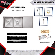 kitchen sink stainless valpra vhe 12050 + rak /bak cuci piring - chrome diamond mobil toko