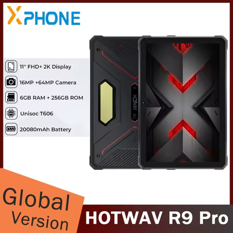 HOTWAV R9 Pro Rugged Tablets 6GB+256GB Android 14 11" FHD 20080Mah Unisoc T606 16MP+64MP Camera Camp