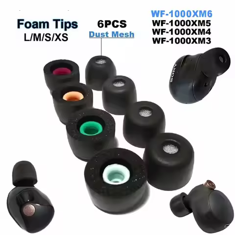 6PCS Memory Foam Ear Tips Cushion Earbuds For Sony WF-1000XM6 WF-1000XM5 WF-1000XM4 WF-1000XM3 Earti