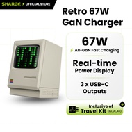 SHARGE RETRO 67W GAN Charger | 67W All-GaN Fast Charging | Real-time Power Display | 3×USB-C outputs