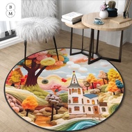 Minimalist Aesthetic Motif Floor Carpet Round Polyester Carpet 90x90 & 120x120cm Round Anti-Slip Car