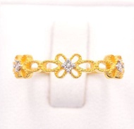 Happy Jewelry แหวนเพชรของแท้ แหวนดอกไม้ ทองแท้ 9k 37.5% ME850
