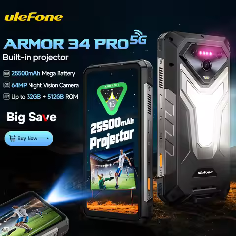 【World Premiere】Ulefone Armor 34 Pro 5G AI Rugged Phone 25500mAh Up to 32GB+512GB Built-in Projector