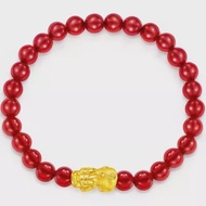 CHOW TAI FOOK CHOW TAI FOOK 999 Pure Gold Charm with Red Chalcedony Bracelet- Pí-Xiū R24156