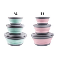 LORV Foldable Food Bowl Lunch Box Foldable Silicone 300ml 600ml 1200ml Practical Camping Cooking cut