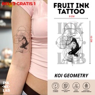 INKMELAB - KOI GEOMETRY Fruit Ink Temporary Tattoo 15X9CM - Semi-Permanent Temporary Tattoo Lasts 3 