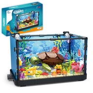 Fish Tank Building Block Set with Light,Aquarium,Marine Turtle, Building Block Toy for Kids 6+, Gift
