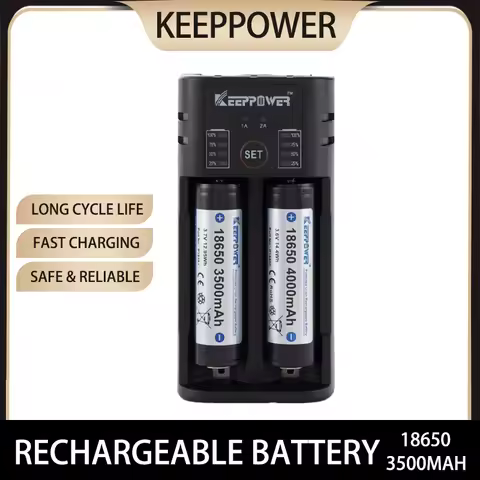Original Keeppower 3500mAh 18650 Protected Li-ion Rechargeable Battery with Charger 3.7V P1835J Flas