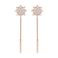 Merii ต่างหูเงินแท้ 925 ชุบโรสโกลด์ ประดับเพชร CZ ดีไซน์พระอาทิตย์ : ต่างหูมินิมอล ต่างหูฝังเพชรCZ M