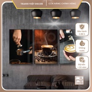 Combo of 3 coffee shop paintings, wall paintings to decorate coffee shops, milk tea shops - Vietname