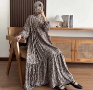 GAMIS MAXY DRESS RAYON PREMIUM MOTIF BUNGA KECIL/DRESS WANITA DEWASA BAHAN RAYON TWILL TERBARU/GAMIS