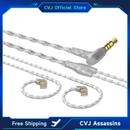CVJ V7 Earphone Cable 0.75mm IEM Earbuds Cords MMCX 4 Cores 2 Pin Audio Devices In Ear Heaset Wire