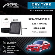 Subaru Legacy III 2.0L H4 Diesel 2003 to 2010 33-2304MX Max Racing Exhaust Performance Drop-in Dry T