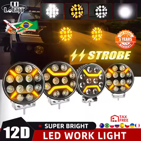 CO LIGHT 9 inch Round 120W Led Work Light 12V 24V Yellow White Led DRL E9 Off Road Fog Lamp For Truc