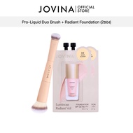 Jovina - Luminous Foundation 7g 2 ซอง + Pro-Liquid Duo Brush รองพื้นแบบซอง + แปรงรองพื้น