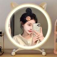 cermin lampu makeup cermin hiasan Cermin solek LED pintar dengan cermin desktop bilik tidur comel ringan asrama pelajar desktop dalam cermin berpakaian