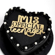 Q123 13 Official Teenager Cake Topper-Happy 13th Birthday Party Decor, Gold 13th Birthday Cake Pick 