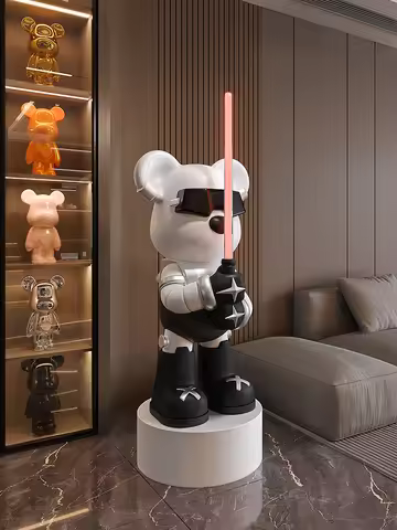 Home Decor Lightsaber Bear Statue Floor Decoration Living Room Large Sculpture Art Ornament Store Op