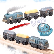 Simulation Steam Electric Remote Control Train Compatible Wooden Plastic Track Multifunctional Sound