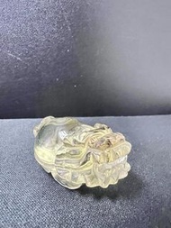 頂級貨 : 5 x 3 x 2.5cm 超透體天使羽毛藍針黃水晶龍龜（超強招財能量）