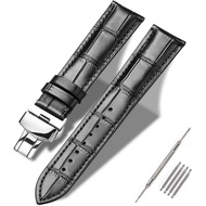 Genuine Leather Band Alligator and Cowhide Replacement Deployment Buckle Watch strap18mm to 24mm Cro