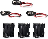 3SET 4 AA 6 X 1.5V (9V) Thicken Battery Holder with I Type Wired Battery Clip Standard Snap Connecto