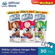 Milkita Permen Lolipop Susu Hanger Max - Milk Candy 1 Bag (Isi 30Pcs) - Coklat, Strawberry, Melon