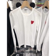 Thương hiệu cdg dòng play tình yêu cổ điển trái tim đỏ đen cổ tròn màu trắng tay áo dài áo phông dàn