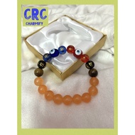 Mantra /Tiger Eye/Orange Stone with Black Cat Evil Eye Bracelet Pampaswerte at pangontra