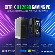 Xitrix H1-Z690 DDR4 ITX Gaming PC 2023 ( Up to 12th Gen Core i9 Processor, RTX30 GPU; Z690 Gaming Board, NZXT H1 ITX Chassis, AIO Liquid Cool, 16GB DDR4 RGB RAM, 1TB NVME M.2; 1TB SATA HDD); 3 Years Warranty