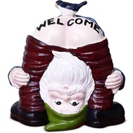 yunhaoSK-Welcome Garden Gnome Garden Gnome Garden Figures Decoration for Outdoors Outdoor Sculpture 