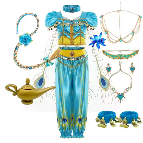 Girls Arabian Jasmine Costume Pageant Outfit For Kids Princess Halloween Carnival Christmas Party Co
