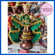 ✩ ☂ ∫ Wooden Green Santo Niño De Cebu Statue Figurine Senior Sto Nino