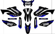 terbaru !!! decal sticker wr 155 custom design hitam putih lis biru