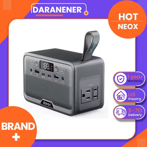 Daranener NEOX Portable Power Station 192Wh, 300W AC Output, 2 AC Outlets, 60W USB-C PD, Fast Chargi