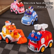 Press to Change 3 Expressions Inertia Power Car Toy Cartoon Police Ambulance Vehicle Model Sliding F
