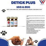 Detick Plus 1cc or 2cc Anti Tick & Flea for Dogs and Cats plus syringe