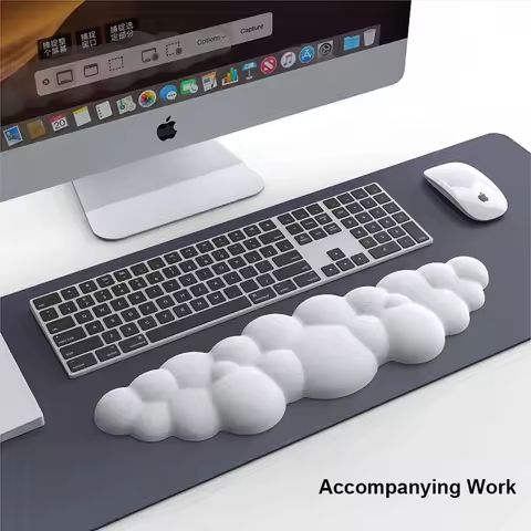 Cloud Shape Wrist Rest Pad Soft PU Material Anti-Slip Rubber Base Memory Foam for 100 Keys 87 Keys 6