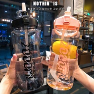 1.5/2L Bottle Large Capacity Plastic Water Bottles 2000ml Outdoor Gym Sports Kettle with Straw