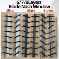 6/7/8Layers Aluminium Window Louvers Blade Window Naco/Silver/Black /BrownBlade Metal Louvres Window