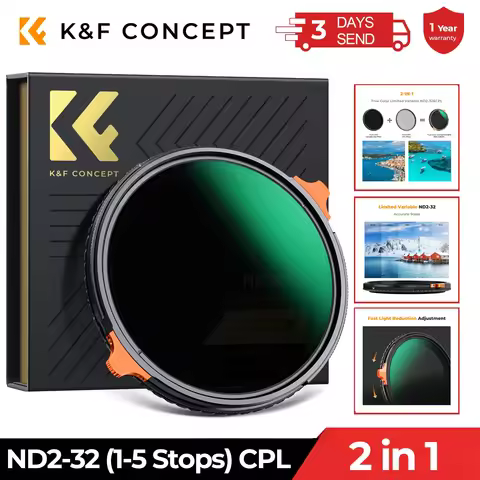 K&F CONCEPT 49-82mm True Color VND Variable ND2-32 and CPL Circular Polarizing Len Filter 2 in 1 for