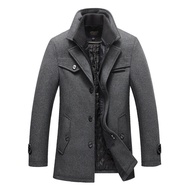 Men Woolen Jacket Coat Men's Woolen Coat Men's Short Eggplant Cashmere Nizi Coat Men's Winter Thicke