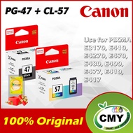 Canon PG-47 Black + Canon CL-57 Color Genuine Original Ink Cartridge for Canon PIXMA E410 E460 E470 E480 E4270 E3370
