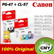 Canon PG-47 Black + Canon CL-57 Color Genuine Original Ink Cartridge for Canon PIXMA E410 E460 E470 