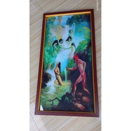 Wall decoration painting print 7 angels installed plus frame size 100x50cm