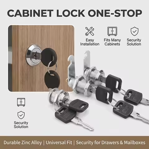 20SETS Metal Cylinder Cabinet Security Locker Cam Lock With 2 Keys Same Key Different Key Security M
