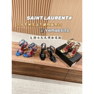 YSL Saint Laurent Yangshulin Fuk Early Spring New Style Letter Heel Increased Open Toe Cross Strap H
